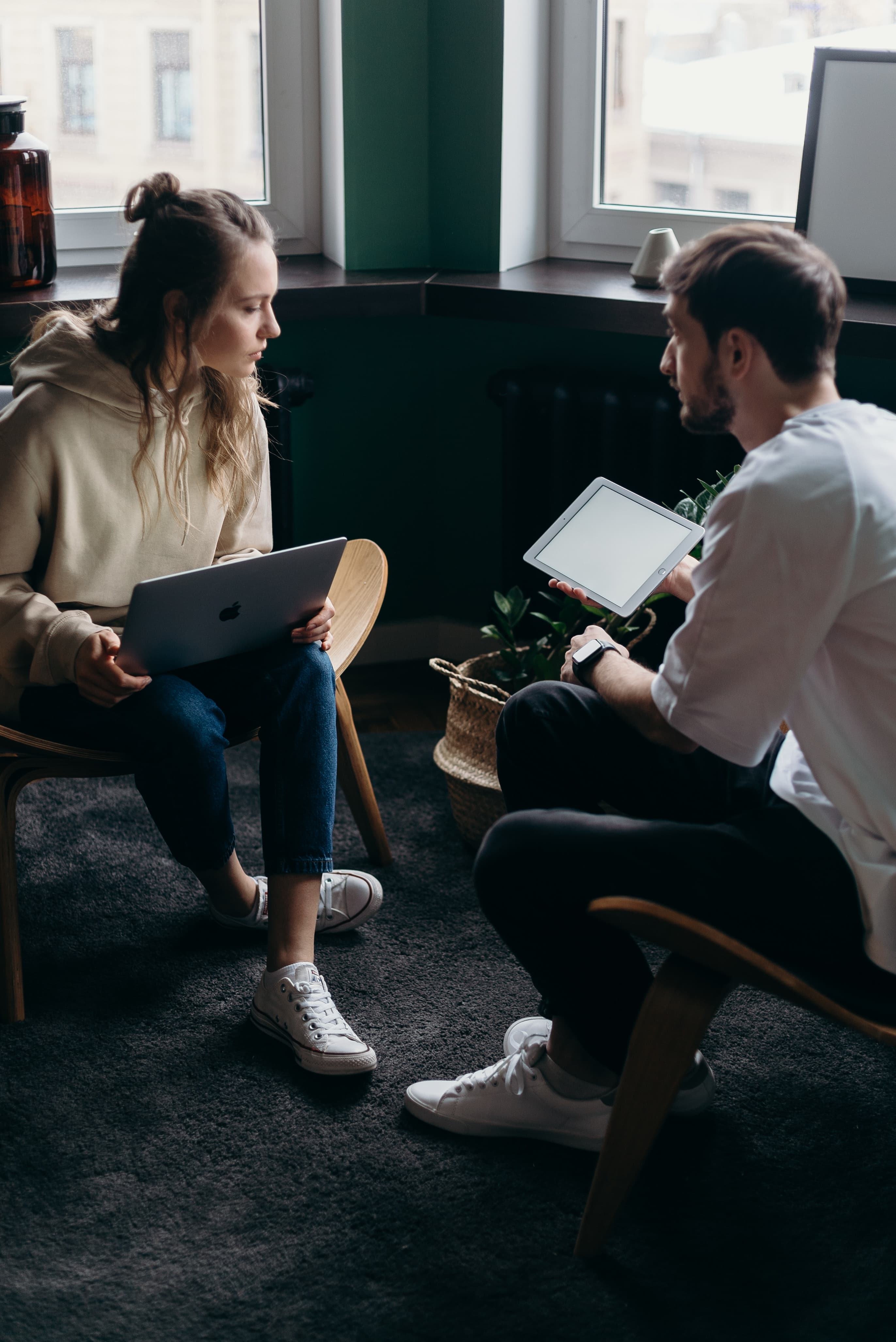 Two people engaging in a conversation